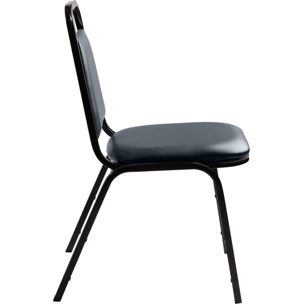 National Public Seating Vinyl Upholstered Stack Chair, Midnight Blue Seat/Black Sandtex Frame - 9104-B