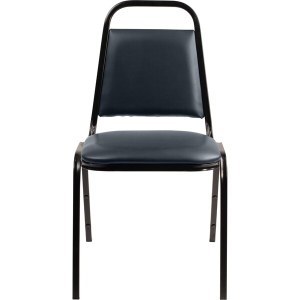 National Public Seating Vinyl Upholstered Stack Chair, Midnight Blue Seat/Black Sandtex Frame - 9104-B