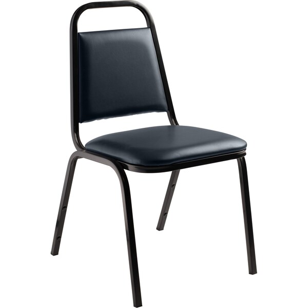 National Public Seating Vinyl Upholstered Stack Chair, Midnight Blue Seat/Black Sandtex Frame - 9104-B