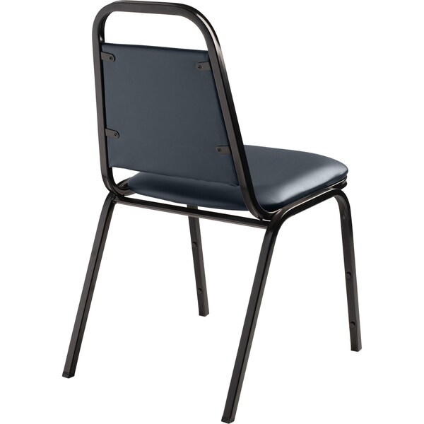 National Public Seating Vinyl Upholstered Stack Chair, Midnight Blue Seat/Black Sandtex Frame - 9104-B