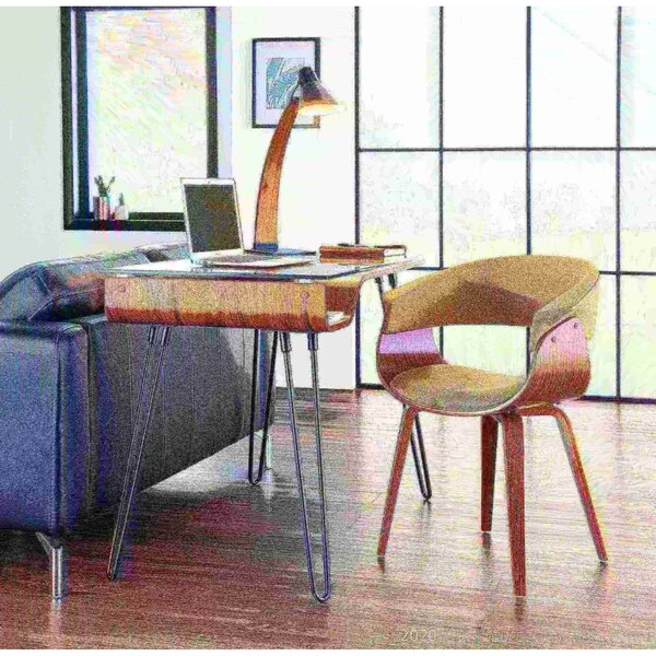 Lumisource Vintage Mod Dining/Accent Chair in Walnut and Green - CH-VMONL WL+GN
