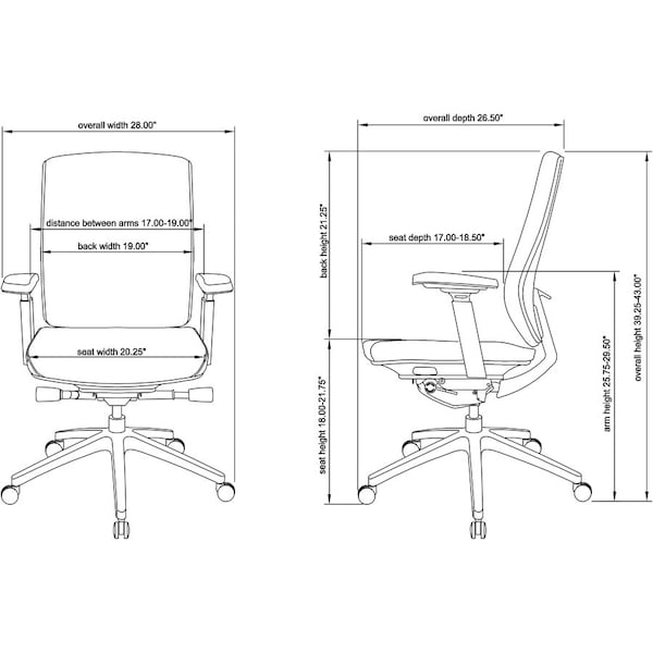 Lorell CHAIR, MID, MOLDED SEAT, BLK - LLR42172