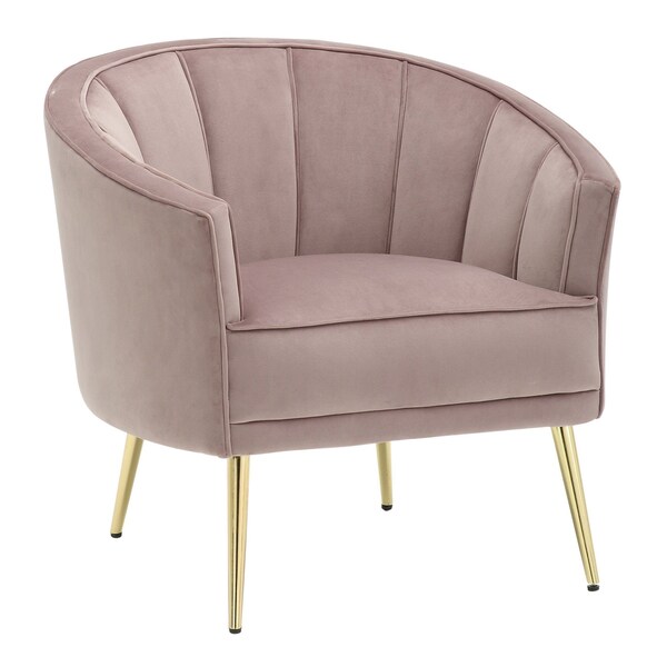 Lumisource Tania Accent Chair in Gold Metal and Blush Pink Velvet - CHR-TANIA AU+PK