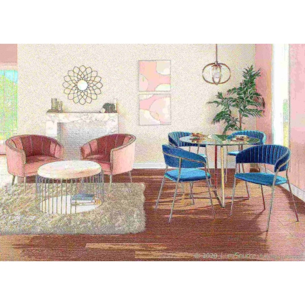 Lumisource Tania Accent Chair in Gold Metal and Blush Pink Velvet - CHR-TANIA AU+PK