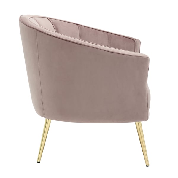 Lumisource Tania Accent Chair in Gold Metal and Blush Pink Velvet - CHR-TANIA AU+PK