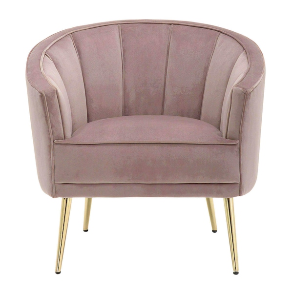 Lumisource Tania Accent Chair in Gold Metal and Blush Pink Velvet - CHR-TANIA AU+PK