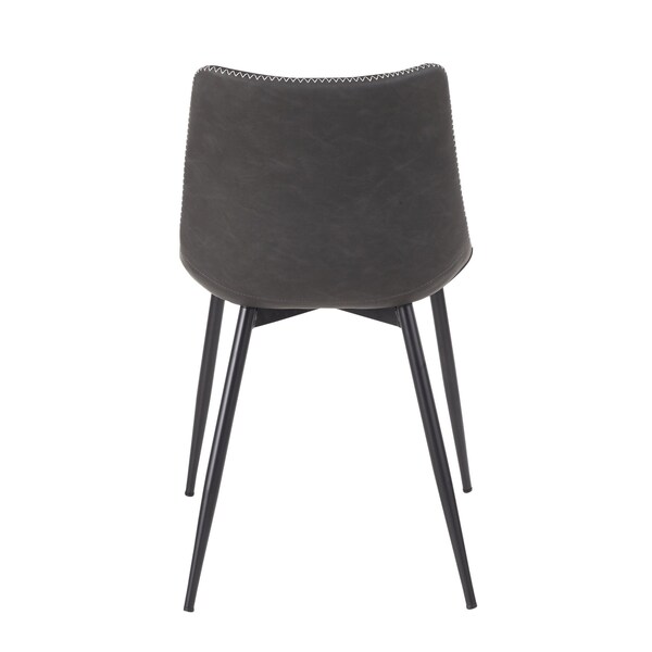 Lumisource Durango Dining Chair in Black with Vintage Grey Faux Leather, PK 2 - DC-DRNG BK+GY2