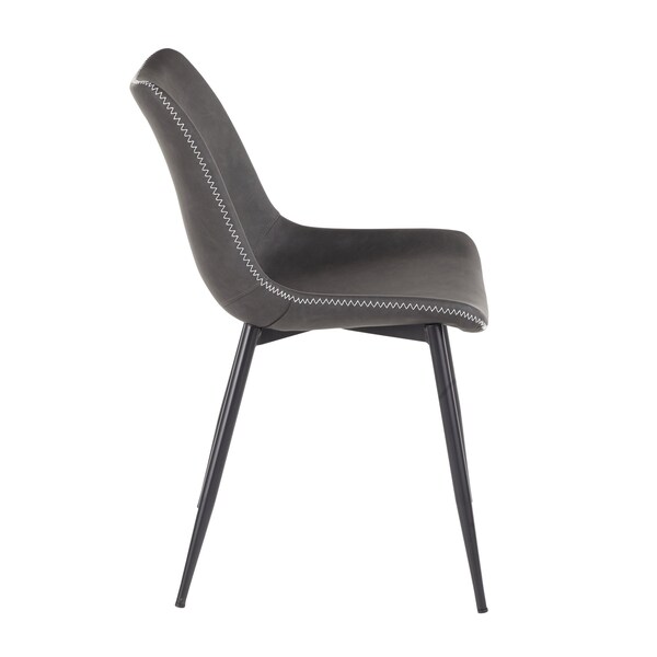 Lumisource Durango Dining Chair in Black with Vintage Grey Faux Leather, PK 2 - DC-DRNG BK+GY2