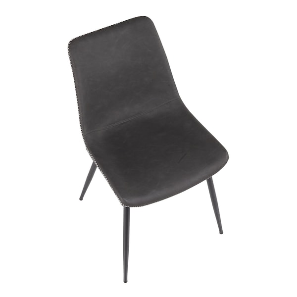 Lumisource Durango Dining Chair in Black with Vintage Grey Faux Leather, PK 2 - DC-DRNG BK+GY2