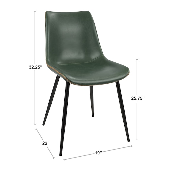 Lumisource Durango Dining Chair in Black with Vintage Grey Faux Leather, PK 2 - DC-DRNG BK+GY2