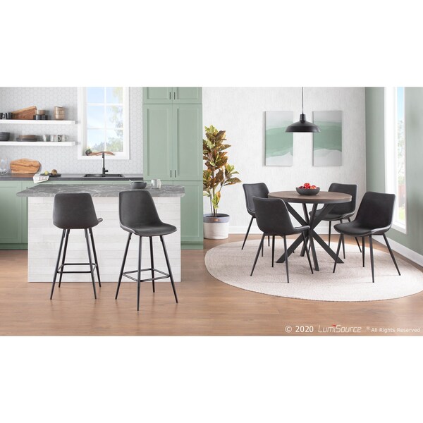 Lumisource Durango Dining Chair in Black with Vintage Grey Faux Leather, PK 2 - DC-DRNG BK+GY2