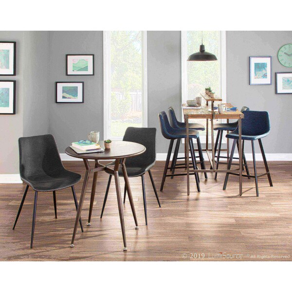 Lumisource Durango Dining Chair in Black with Vintage Grey Faux Leather, PK 2 - DC-DRNG BK+GY2