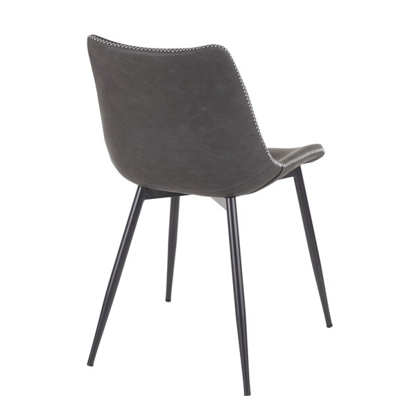 Lumisource Durango Dining Chair in Black with Vintage Grey Faux Leather, PK 2 - DC-DRNG BK+GY2