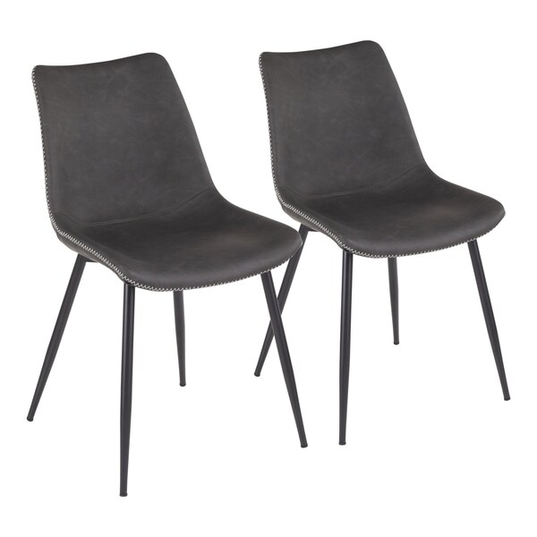 Lumisource Durango Dining Chair in Black with Vintage Grey Faux Leather, PK 2 - DC-DRNG BK+GY2