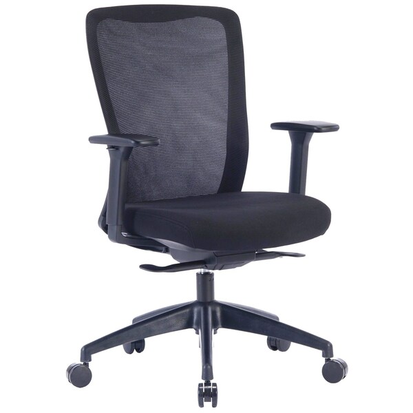 We'Re It Scoop Series Mesh Back Adjustable Task Chair for Home or Office in Black - EM6500-BLK
