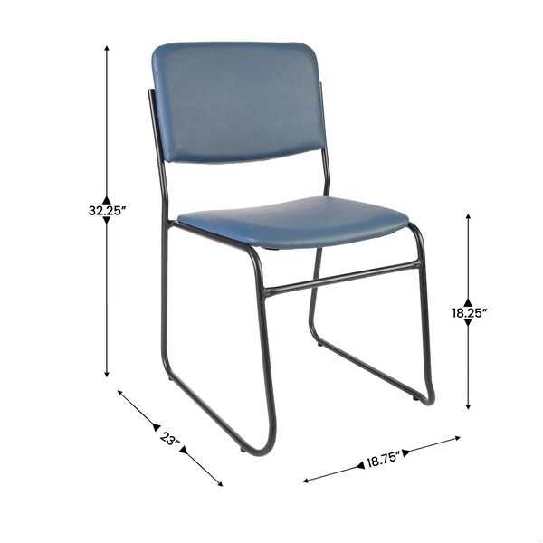 Flash Furniture HERCULES 500 lb. Capacity High Density Navy Vinyl Stacking Chair with Sled Base, 5PK - 5-XU-8700-NVY-B-VYL-30-GG