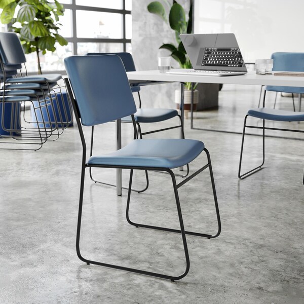 Flash Furniture HERCULES 500 lb. Capacity High Density Navy Vinyl Stacking Chair with Sled Base, 5PK - 5-XU-8700-NVY-B-VYL-30-GG