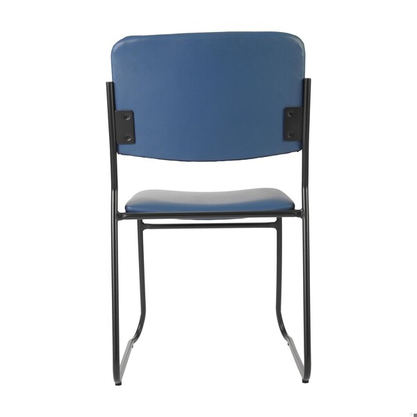 Flash Furniture HERCULES 500 lb. Capacity High Density Navy Vinyl Stacking Chair with Sled Base, 5PK - 5-XU-8700-NVY-B-VYL-30-GG
