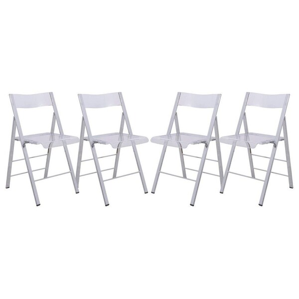 Leisuremod Menno Modern Acrylic Folding Chair, Clear, 4PK - MF15CL4