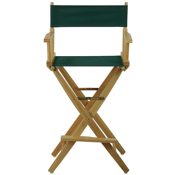 American Trail 206-30-032-32 30 in. Extra-Wide Premium Directors Chair, Natural Frame with Hunter Green Color Cover - 206-30/032-32