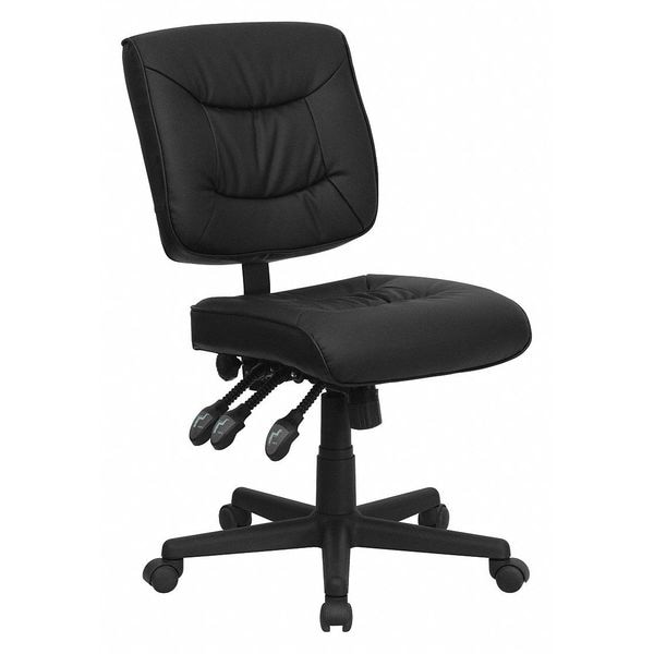 Flash Furniture Leather Task Chair, 22 1/4-, No Arm, Back, Seat, Frame: Black - GO-1574-BK-GG