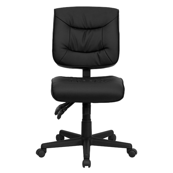 Flash Furniture Leather Task Chair, 22 1/4-, No Arm, Back, Seat, Frame: Black - GO-1574-BK-GG