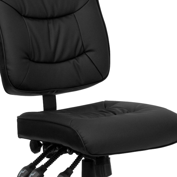Flash Furniture Leather Task Chair, 22 1/4-, No Arm, Back, Seat, Frame: Black - GO-1574-BK-GG