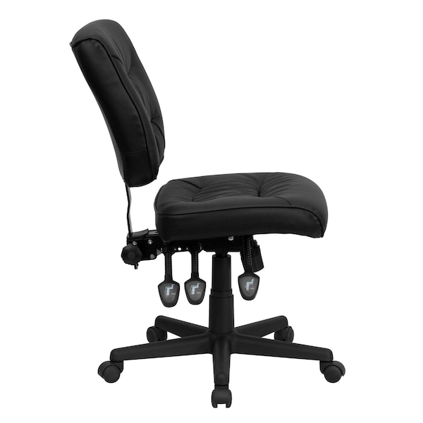 Flash Furniture Leather Task Chair, 22 1/4-, No Arm, Back, Seat, Frame: Black - GO-1574-BK-GG