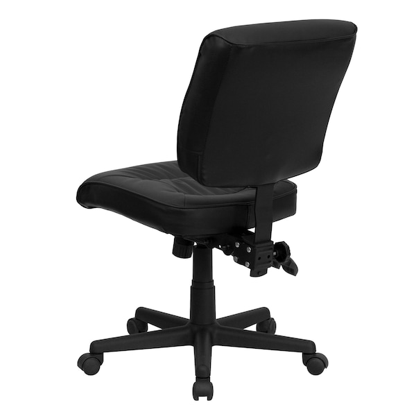 Flash Furniture Leather Task Chair, 22 1/4-, No Arm, Back, Seat, Frame: Black - GO-1574-BK-GG