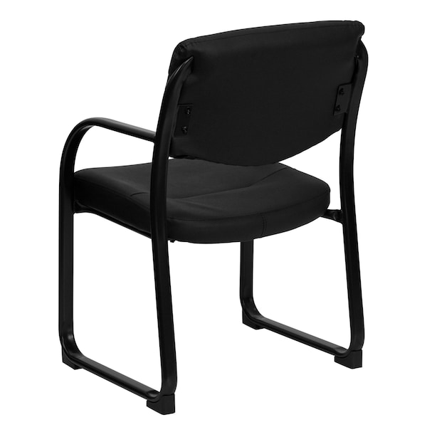 Flash Furniture Contemporary Executive Side Reception Chair, Black Seat, Black Back, 23" W 24-1/2" L 34" H, Curved - BT-510-LEA-BK-GG