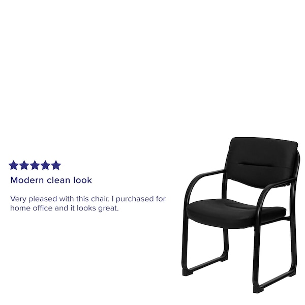 Flash Furniture Contemporary Executive Side Reception Chair, Black Seat, Black Back, 23" W 24-1/2" L 34" H, Curved - BT-510-LEA-BK-GG