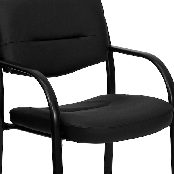 Flash Furniture Contemporary Executive Side Reception Chair, Black Seat, Black Back, 23" W 24-1/2" L 34" H, Curved - BT-510-LEA-BK-GG
