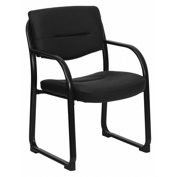 Flash Furniture Contemporary Executive Side Reception Chair, Black Seat, Black Back, 23" W 24-1/2" L 34" H, Curved - BT-510-LEA-BK-GG