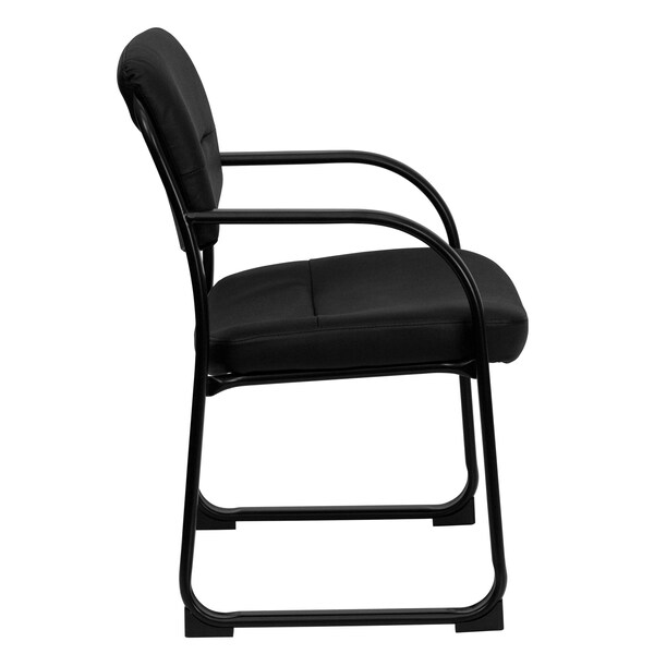 Flash Furniture Contemporary Executive Side Reception Chair, Black Seat, Black Back, 23" W 24-1/2" L 34" H, Curved - BT-510-LEA-BK-GG