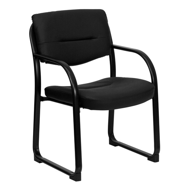 Flash Furniture Contemporary Executive Side Reception Chair, Black Seat, Black Back, 23" W 24-1/2" L 34" H, Curved - BT-510-LEA-BK-GG