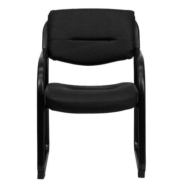 Flash Furniture Contemporary Executive Side Reception Chair, Black Seat, Black Back, 23" W 24-1/2" L 34" H, Curved - BT-510-LEA-BK-GG