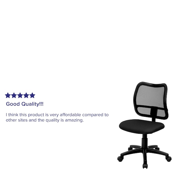 Flash Furniture Fabric Task Chair, 21 1/2-, No Arm, Back, Seat, Frame: Black - WL-A277-BK-GG