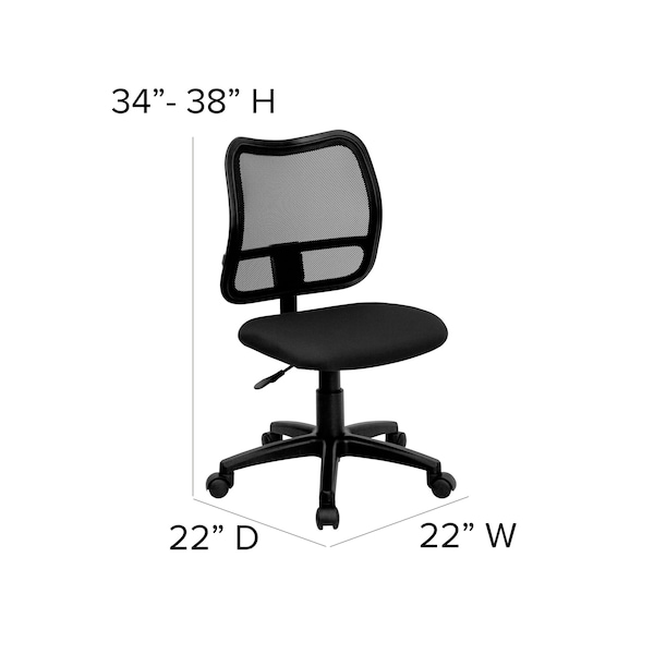 Flash Furniture Fabric Task Chair, 21 1/2-, No Arm, Back, Seat, Frame: Black - WL-A277-BK-GG