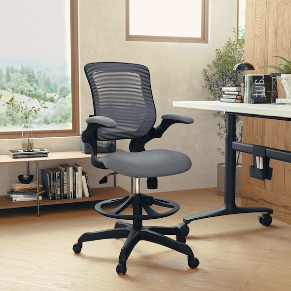 Flash Furniture Drafting Chair Dark Gray Mesh Drafting Chair, Mesh, Dark Gray - BL-ZP-8805D-DKGY-GG