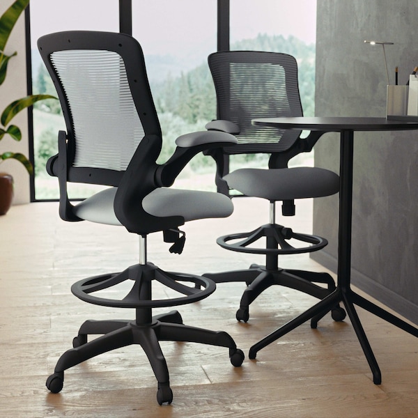 Flash Furniture Drafting Chair Dark Gray Mesh Drafting Chair, Mesh, Dark Gray - BL-ZP-8805D-DKGY-GG
