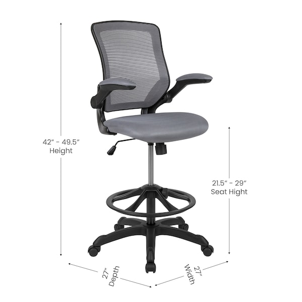 Flash Furniture Drafting Chair Dark Gray Mesh Drafting Chair, Mesh, Dark Gray - BL-ZP-8805D-DKGY-GG