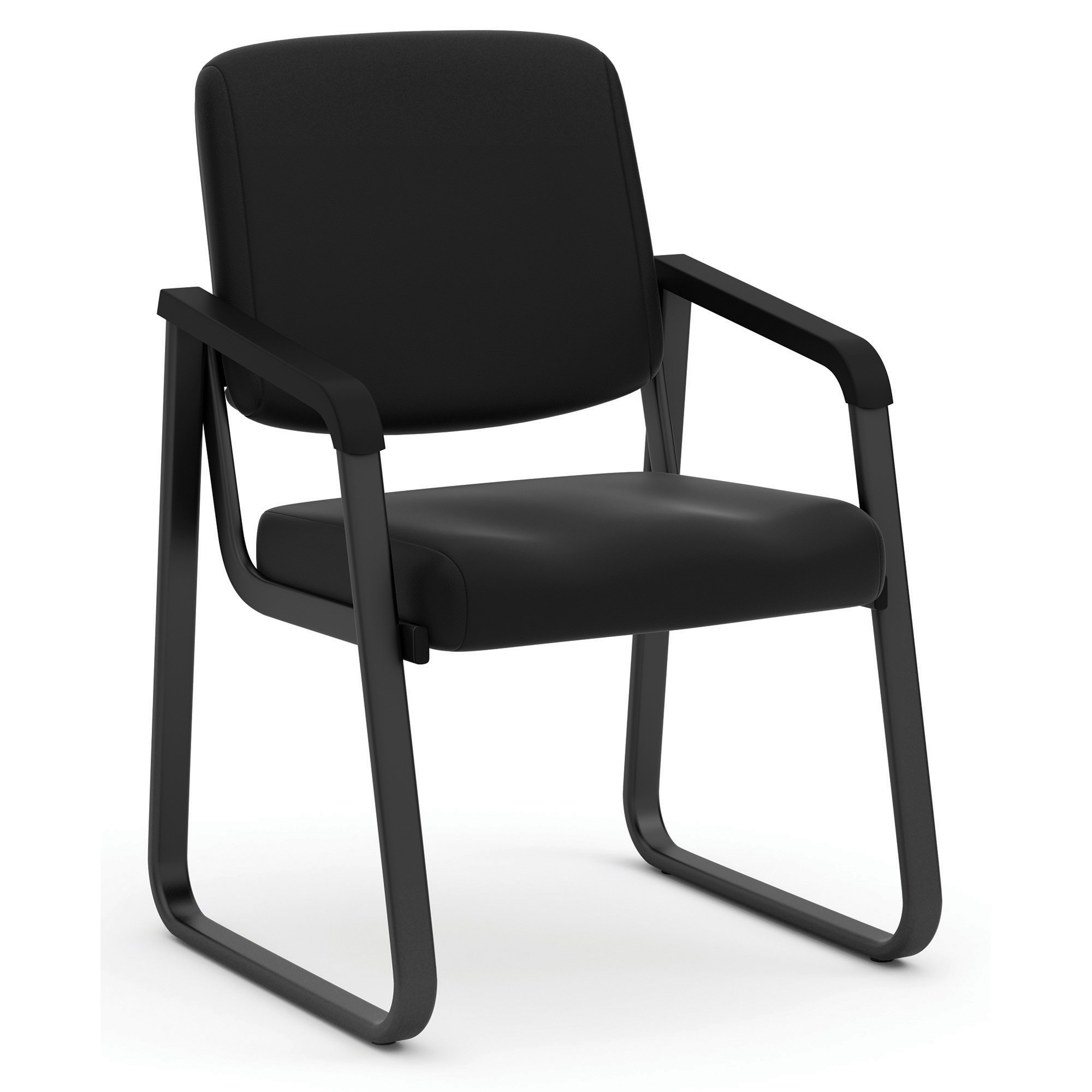 Officesource Value Collection Sled Base Guest Chair with Antimicrobial Vinyl Upholstery and Black Frame - OSGS4906PBK