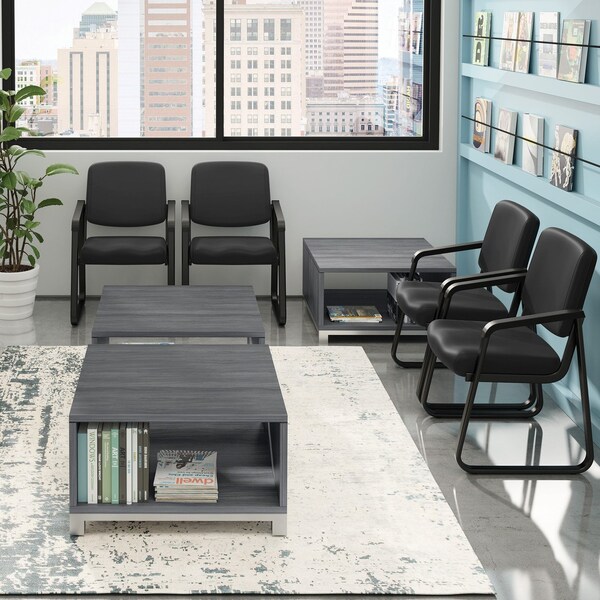 Officesource Value Collection Sled Base Guest Chair with Antimicrobial Vinyl Upholstery and Black Frame - OSGS4906PBK