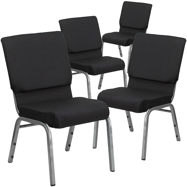 Flash Furniture 18.5"W Stacking Church Chair in Black Fabric, 4PK - 4-FD-CH02185-SV-JP02-GG