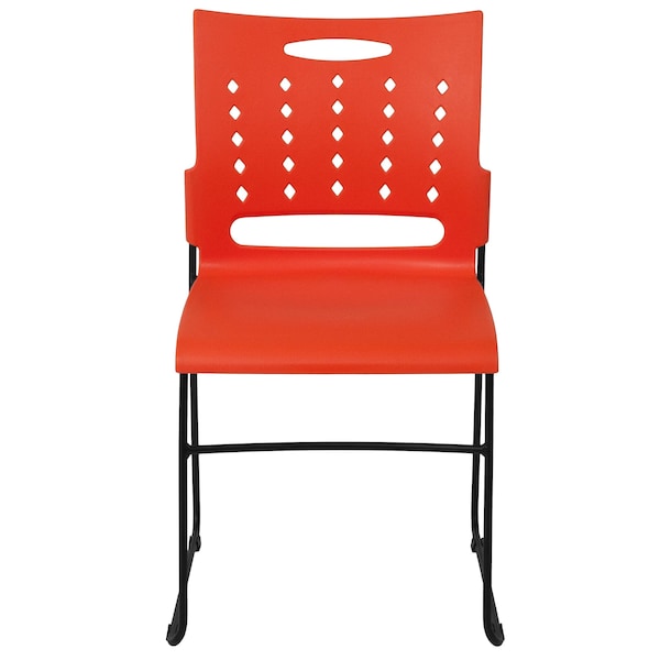 Flash Furniture Stack Chair, Orange Plastic, Sled Base - RUT-2-OR-GG