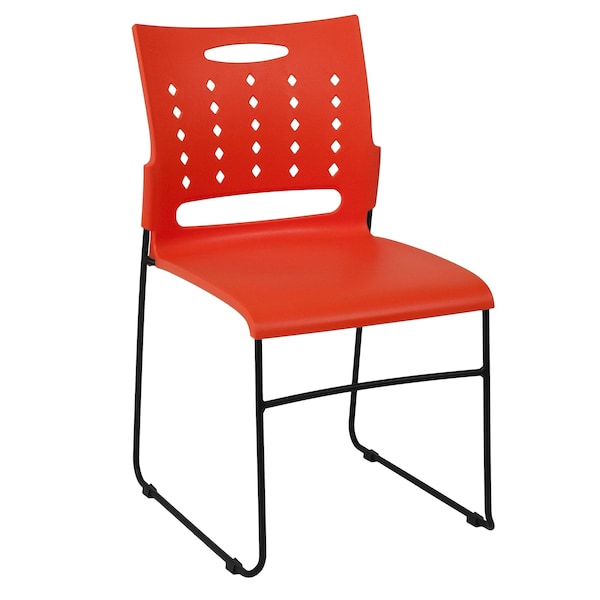 Flash Furniture Stack Chair, Orange Plastic, Sled Base - RUT-2-OR-GG