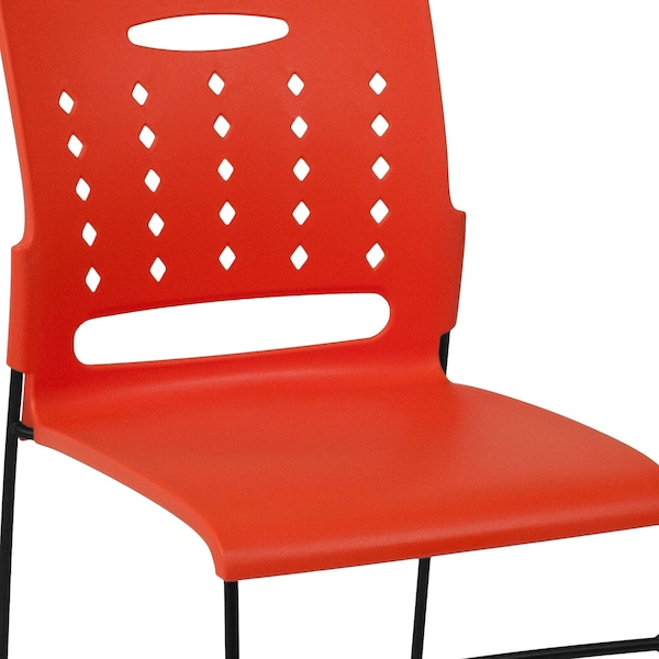 Flash Furniture Stack Chair, Orange Plastic, Sled Base - RUT-2-OR-GG