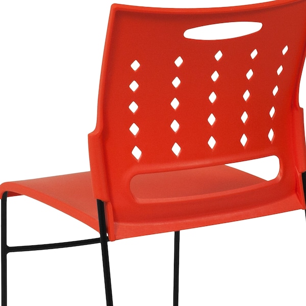 Flash Furniture Stack Chair, Orange Plastic, Sled Base - RUT-2-OR-GG