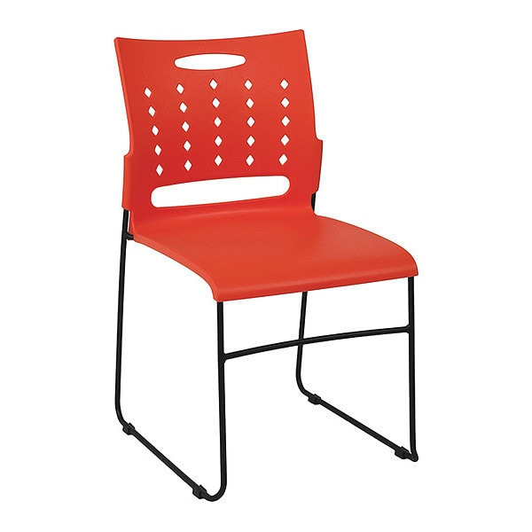 Flash Furniture Stack Chair, Orange Plastic, Sled Base - RUT-2-OR-GG