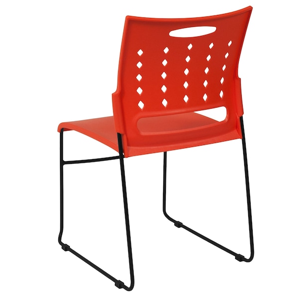 Flash Furniture Stack Chair, Orange Plastic, Sled Base - RUT-2-OR-GG